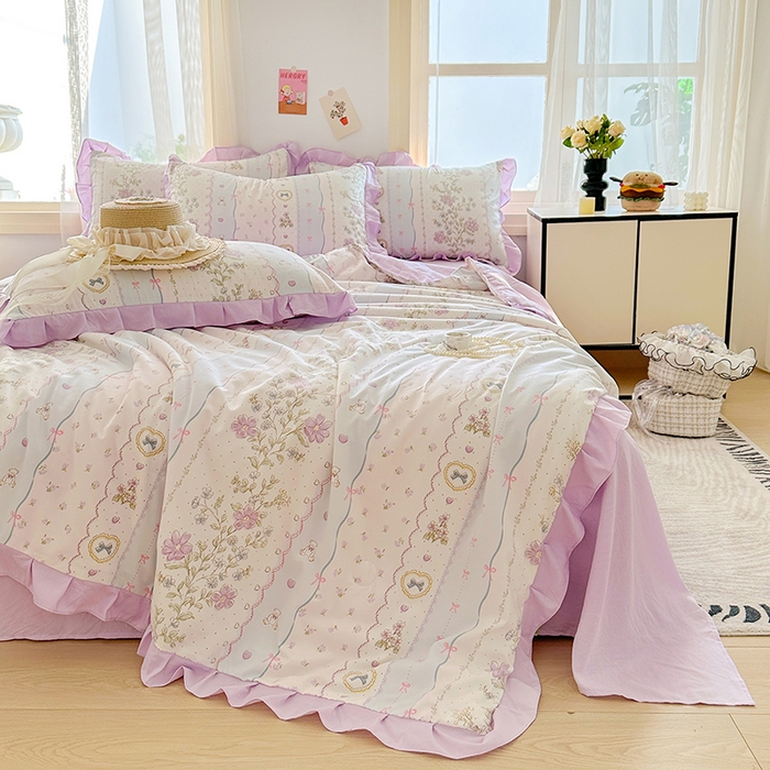 91家纺网 家纺一手货源 找家纺 佳一家纺 2025新款亲肤水洗棉夏被 遇见春天