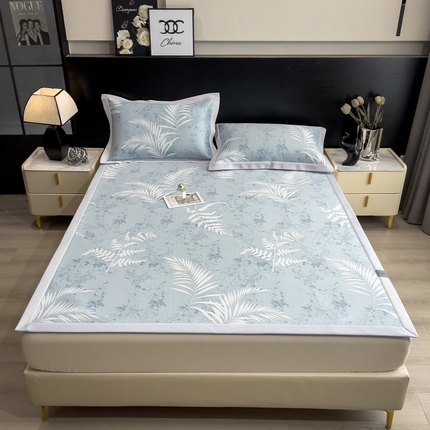 91家纺网 家纺一手货源 找家纺 （总）倾慕家纺 2025新款简约PE50提花凉感席席子凉席-床席款