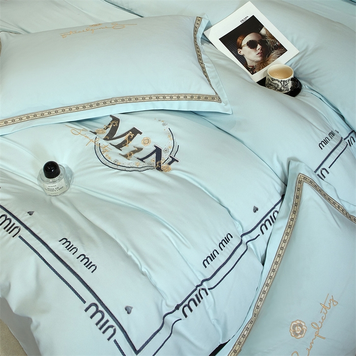 91家纺网 家纺一手货源 找家纺 （总）佳宇轩 2025爆款水洗棉五彩刺绣四件套简约轻奢织带绣花床单床笠被罩4件套-简约时代