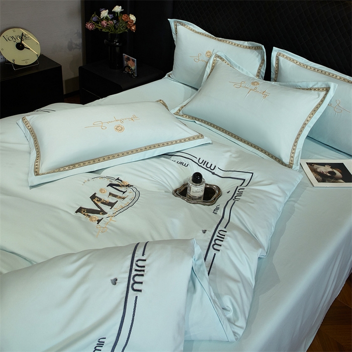 91家纺网 家纺一手货源 找家纺 （总）佳宇轩 2025爆款水洗棉五彩刺绣四件套简约轻奢织带绣花床单床笠被罩4件套-简约时代