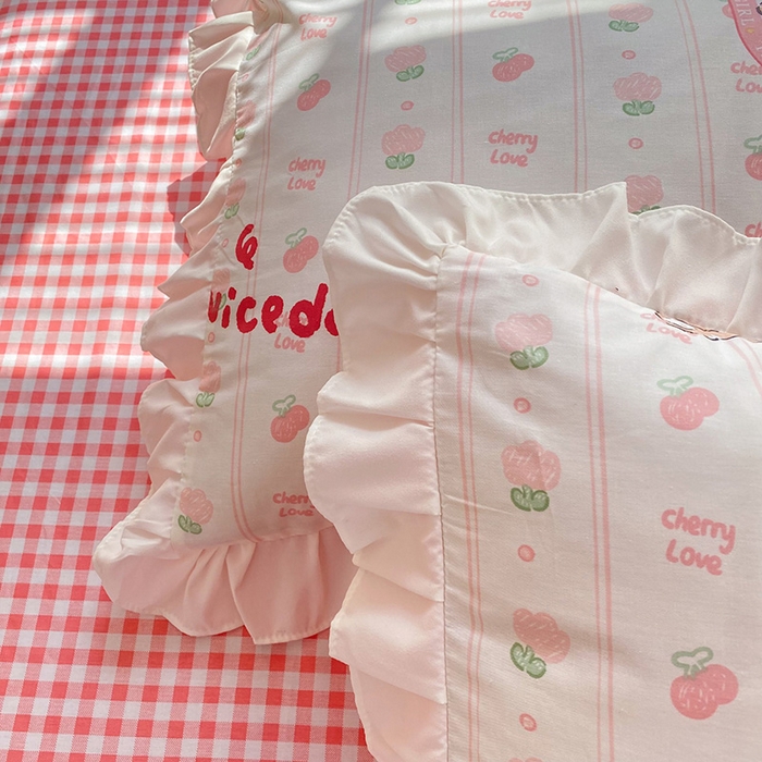 91家纺网 家纺一手货源 找家纺 2025新款公主风四件套全棉纯棉白花边被套床单款式三件套 公主兔