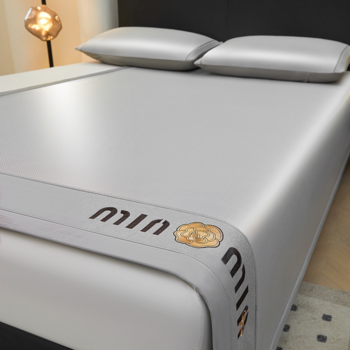 91家纺网 家纺一手货源 找家纺 全季家居 2025新款全季家居5A抗菌min系列凉感冰丝席 床席-银灰