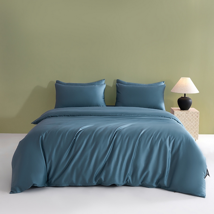 91家纺网 家纺一手货源 找家纺 闲鱼家纺 2025新款亲肤舒适60S黑标A类全棉纯色四件套单被套单床笠-风格一单被套单床笠-风格二 北欧蓝