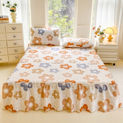 91家纺网 家纺一手货源 找家纺 （总）莎臣豹 2025新款植物羊绒单品单件单床裙可配床裙三件套