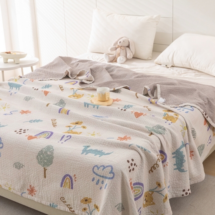 91家纺网 家纺一手货源 找家纺 （总）乐家毛巾被（工厂自产自销） 2025春夏新款三层全棉纯棉印花毛巾被