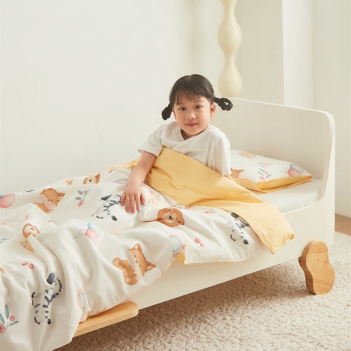 91家纺网 家纺一手货源 找家纺 艾佳宝贝 2025新款A类儿童全棉多功能单被套可拆式夏被 萌趣动物园