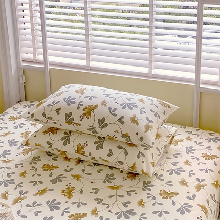 91家纺网 家纺一手货源 找家纺 （总）春皖家纺 2025新款A类全棉简约老粗纱布四件套风格一-普通款单枕套