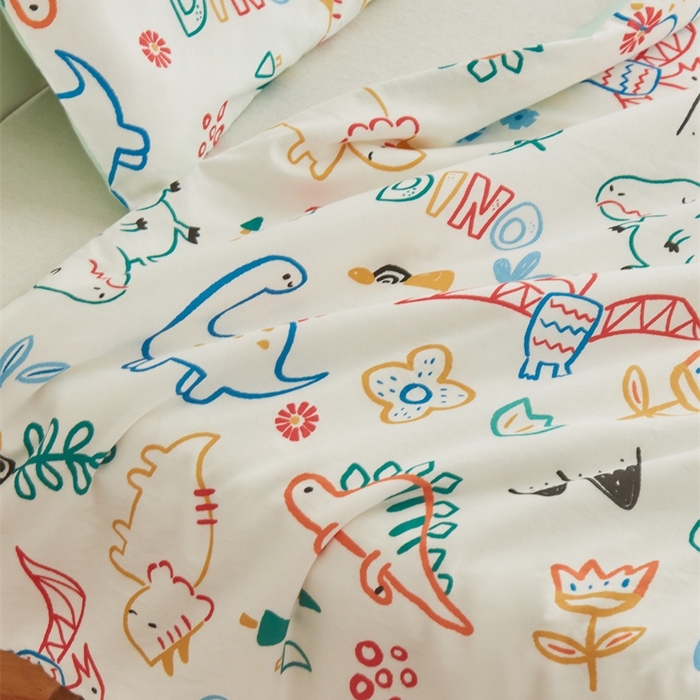 91家纺网 家纺一手货源 找家纺 艾佳宝贝 2025新款A类儿童全棉多功能单被套可拆式夏被四季被子 好多恐龙
