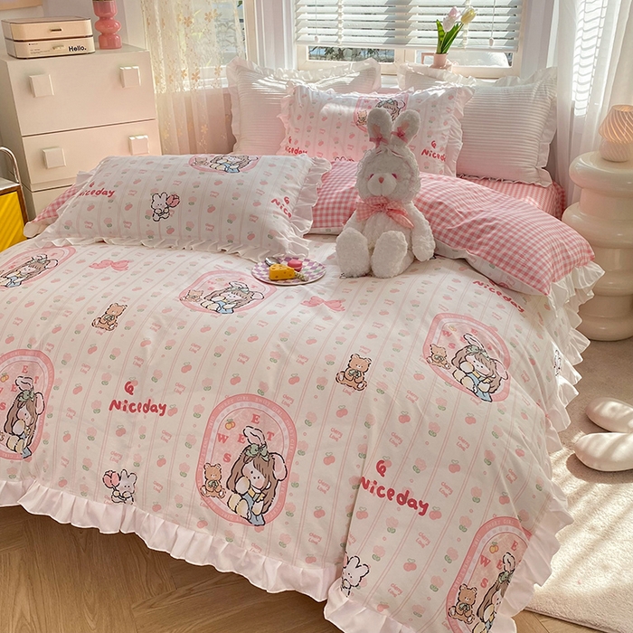 91家纺网 家纺一手货源 找家纺 （总）2025新款公主风四件套全棉纯棉白花边被套床单款式三件套