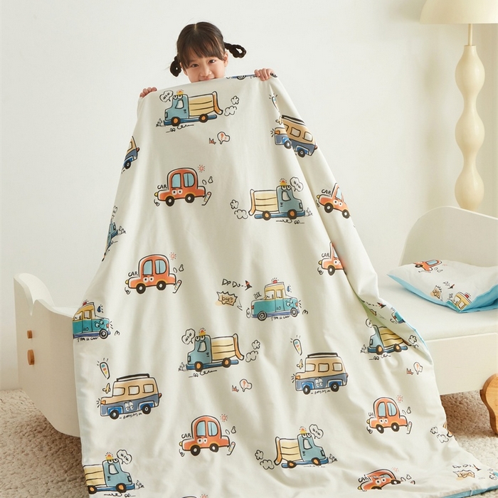 91家纺网 家纺一手货源 找家纺 艾佳宝贝 2025新款A类儿童全棉多功能单被套 巴士汽车