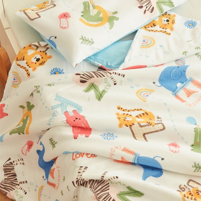 91家纺网 家纺一手货源 找家纺 艾佳宝贝 2025新款A类儿童全棉多功能单被套 动物的世界