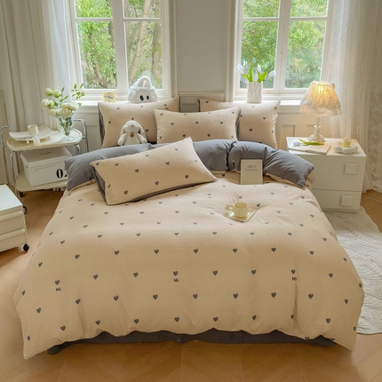 91家纺网 家纺一手货源 找家纺 （总）仟网汇 2025新款亲肤舒适提花小竺棉彩竹棉彩竺棉系列四件套