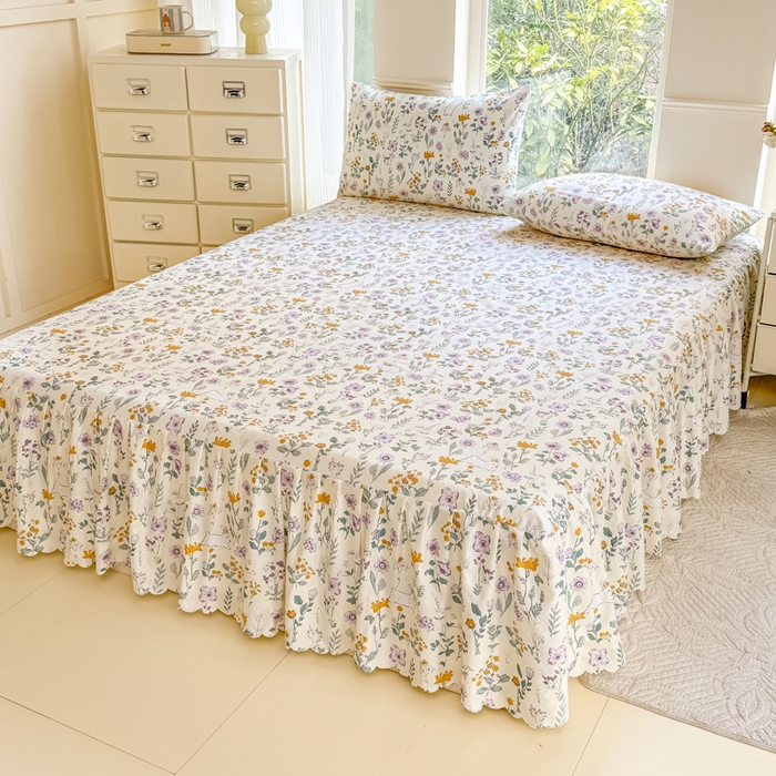 91家纺网 家纺一手货源 找家纺 莎臣豹 2025新款植物羊绒单品单件单床裙可配床裙三件套 秘境芳踪