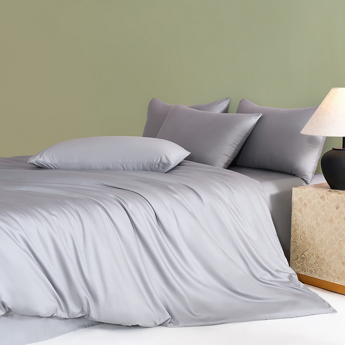 91家纺网 家纺一手货源 找家纺 闲鱼家纺 2025新款亲肤舒适60S黑标A类全棉纯色四件套单被套单床笠-风格一单被套单床笠-风格二 星辰灰