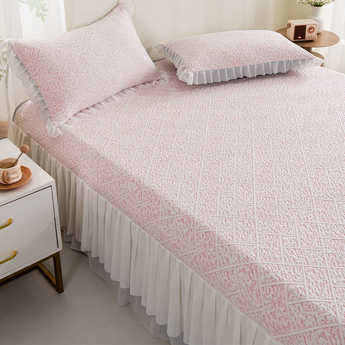 91家纺网 家纺一手货源 找家纺 叠派家纺 2025新款5A抗菌雅致床裙款三件套 雅致床裙款-冰粉