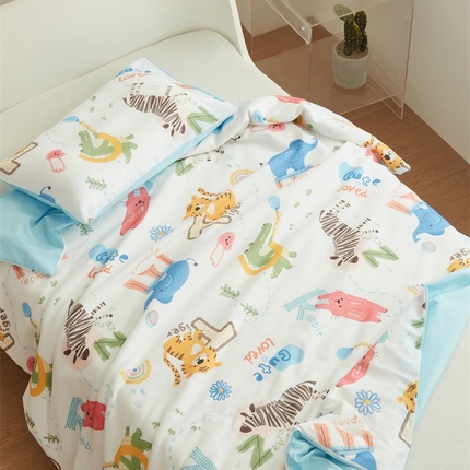 艾佳宝贝 2025新款A类儿童全棉多功能单被套可拆式夏被 动物的世界