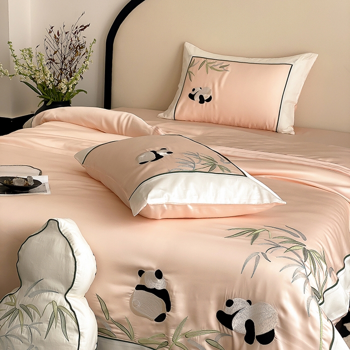 91家纺网 家纺一手货源 找家纺 （总）MIU缪家居 2025新款60支兰精天丝四件套-熊猫与竹