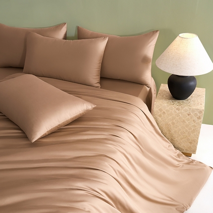 闲鱼家纺 2025春夏新款小黑标60全棉纯棉四件套系列场景2 单被套被套单件 香槟驼