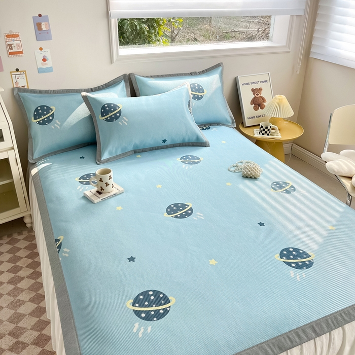 91家纺网 家纺一手货源 找家纺 懒猫家纺 2025春夏新款250D数码印花冰丝席凉席席子 探索星球