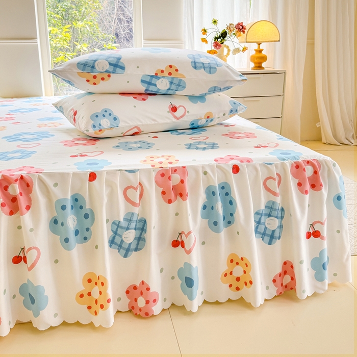 91家纺网 家纺一手货源 找家纺 莎臣豹 2025新款植物羊绒单品单件单床裙可配床裙三件套 萌萌甜心