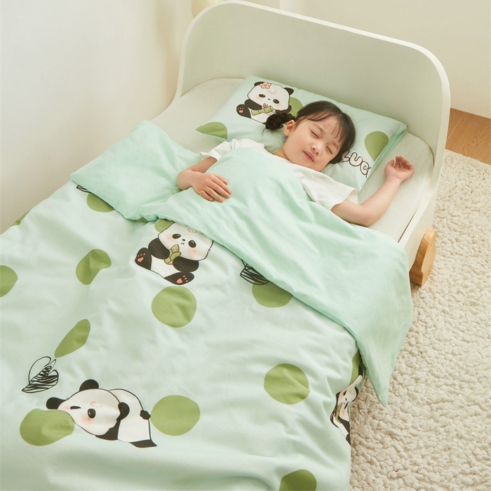 91家纺网 家纺一手货源 找家纺 艾佳宝贝 2025新款A类儿童全棉多功能单被套 lucky熊猫
