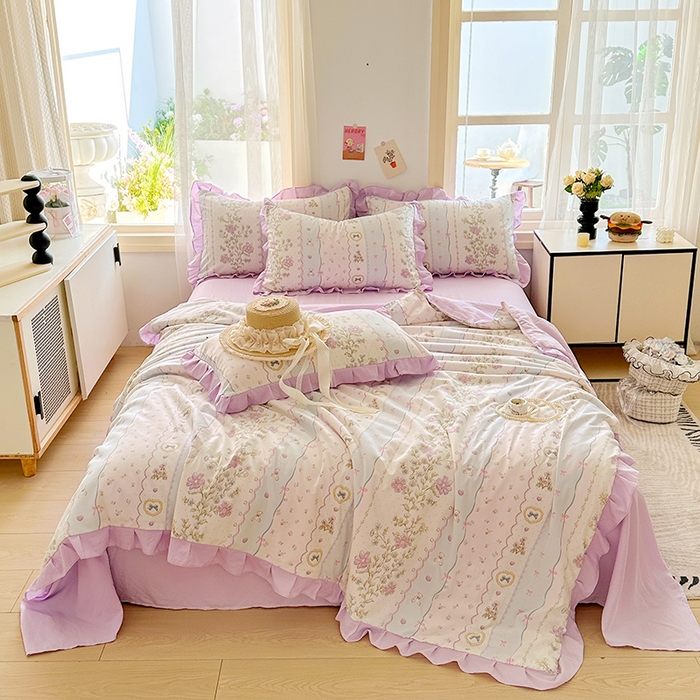 91家纺网 家纺一手货源 找家纺 佳一家纺 2025新款亲肤水洗棉夏被 遇见春天