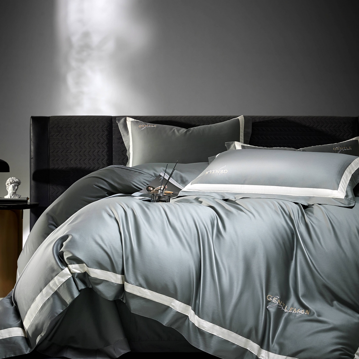 91家纺网 家纺一手货源 找家纺 佳汐蓝家纺 2025春夏新款新疆棉纯棉轻奢四件套（贴边款） 奥丁灰