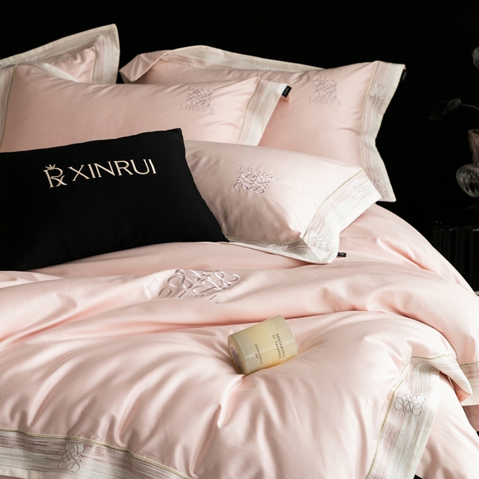 91家纺网 家纺一手货源 找家纺 馨蕊家居 2025新款100s高奢典藏简约全棉系列四件套-棉罗莎 棉罗莎-蔷薇粉