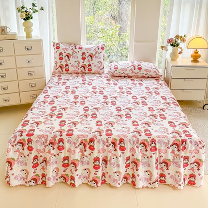 91家纺网 家纺一手货源 找家纺 （总）莎臣豹 2025新款植物羊绒单品单件单床裙可配床裙三件套