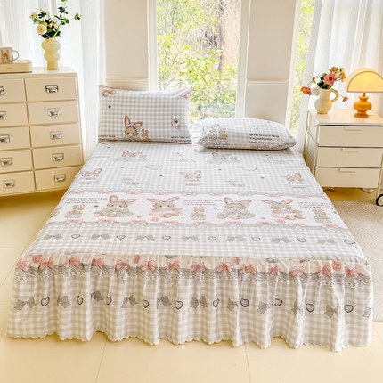 91家纺网 家纺一手货源 找家纺 （总）莎臣豹 2025新款植物羊绒单品单件单床裙可配床裙三件套