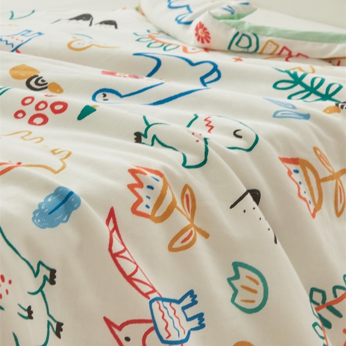 91家纺网 家纺一手货源 找家纺 艾佳宝贝 2025新款A类儿童全棉多功能单被套可拆式夏被四季被子 好多恐龙