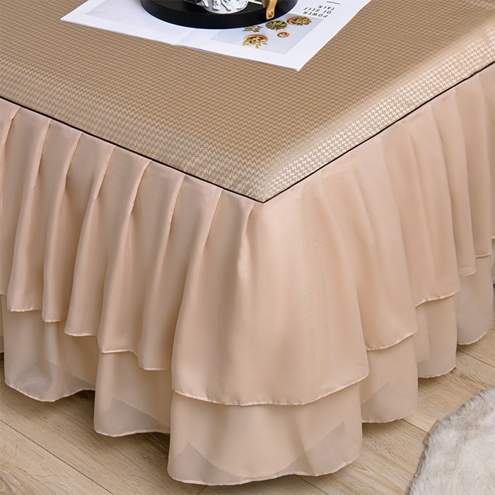 91家纺网 家纺一手货源 找家纺 家之硕家纺 2025新款冰丝凉席床裙款三件套 卡其色