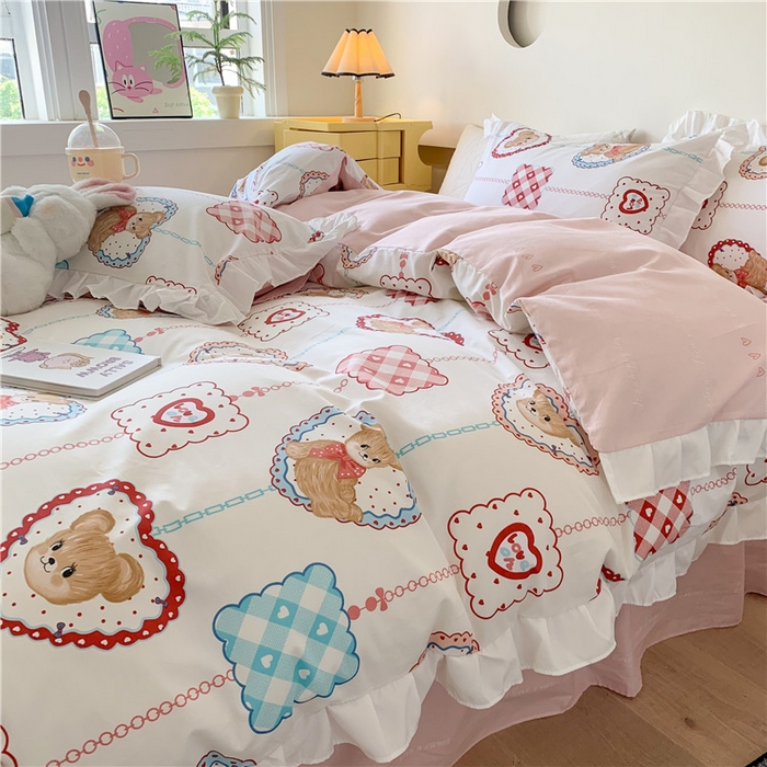 91家纺网 家纺一手货源 找家纺 2025新款公主风四件套全棉纯棉白花边被套床单款式三件套 夏日乐园