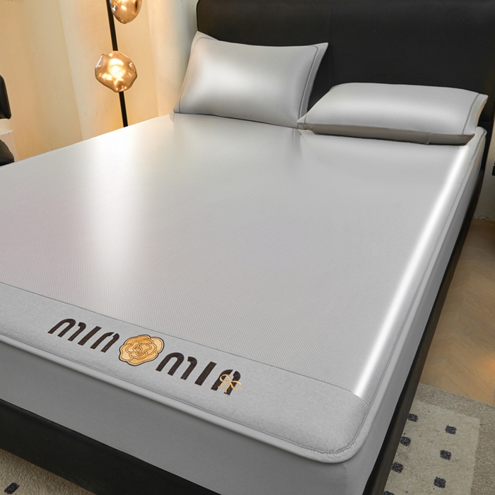 91家纺网 家纺一手货源 找家纺 全季家居 2025新款全季家居5A抗菌min系列凉感冰丝席 床笠-银灰