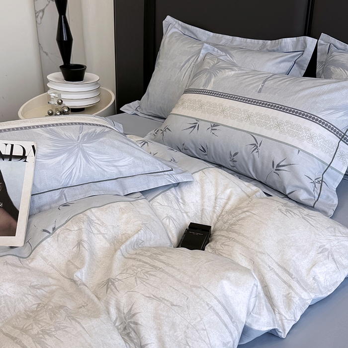 91家纺网 家纺一手货源 找家纺 乐蔻家纺 2025新款全棉13376数码印花四件套 风吹椰林(兰）