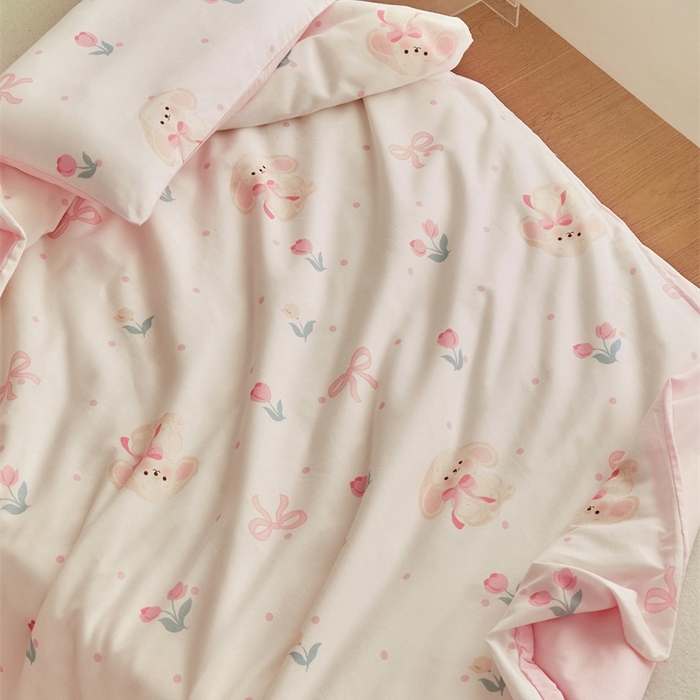 91家纺网 家纺一手货源 找家纺 艾佳宝贝 2025新款A类儿童全棉多功能单被套可拆式夏被四季被子 小香兔