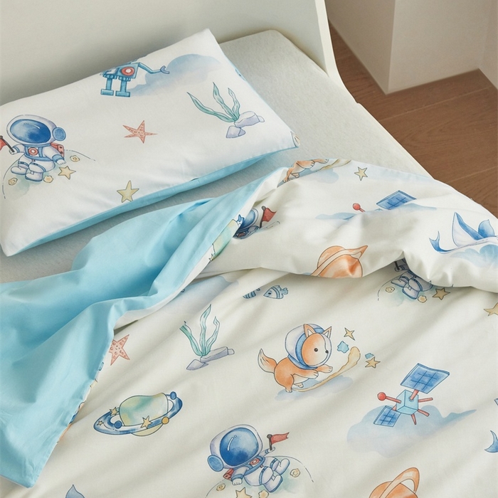 91家纺网 家纺一手货源 找家纺 艾佳宝贝 2025新款A类儿童全棉多功能单被套可拆式夏被四季被子 太空飞行