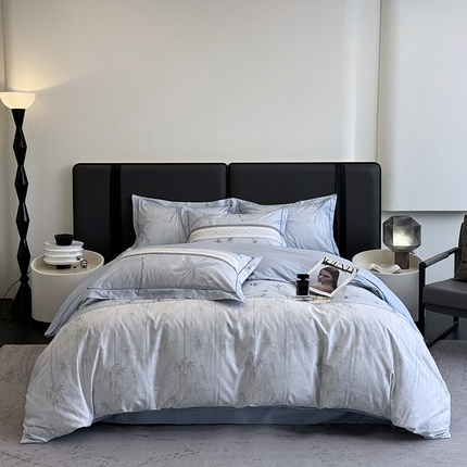 91家纺网 家纺一手货源 找家纺 乐蔻家纺 2025新款全棉13376数码印花四件套 风吹椰林(兰）