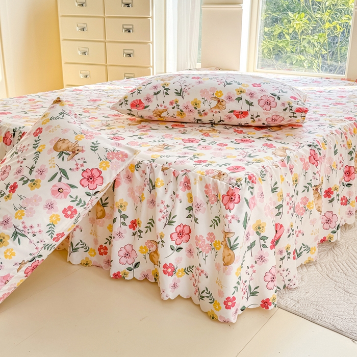 91家纺网 家纺一手货源 找家纺 莎臣豹 2025新款植物羊绒单品单件单床裙可配床裙三件套 玫瑰园