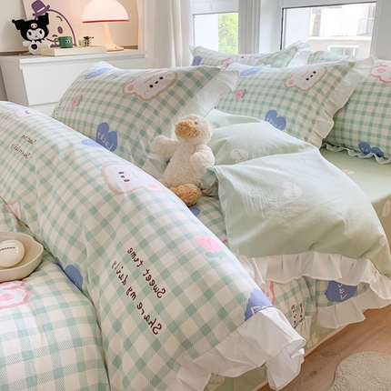 91家纺网 家纺一手货源 找家纺 （总）2025新款公主风四件套全棉纯棉白花边被套床单款式三件套