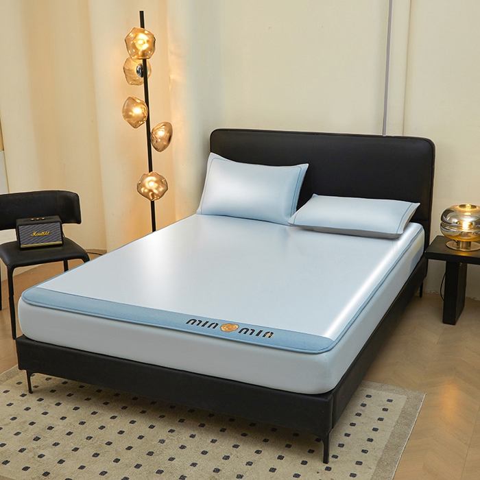 91家纺网 家纺一手货源 找家纺 全季家居 2025新款全季家居5A抗菌min系列凉感冰丝席 床笠-天蓝