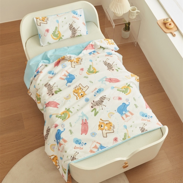 91家纺网 家纺一手货源 找家纺 艾佳宝贝 2025新款A类儿童全棉多功能单被套 动物的世界