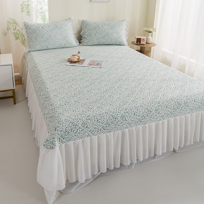 91家纺网 家纺一手货源 找家纺 （总）叠派家纺 2025新款5A抗菌雅致床裙款三件套