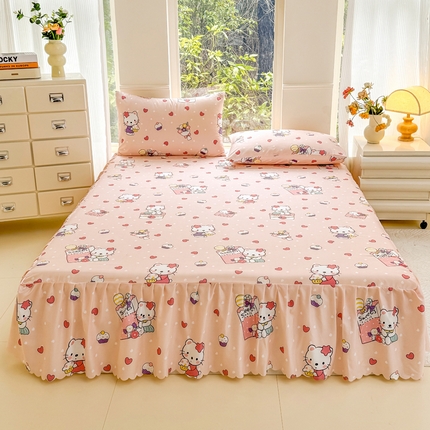 91家纺网 家纺一手货源 找家纺 （总）莎臣豹 2025新款植物羊绒单品单件单床裙可配床裙三件套