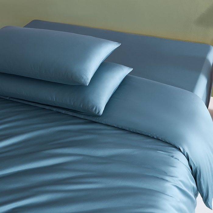 91家纺网 家纺一手货源 找家纺 闲鱼家纺 2025新款亲肤舒适60S黑标A类全棉纯色四件套单被套单床笠-风格一单被套单床笠-风格二 北欧蓝