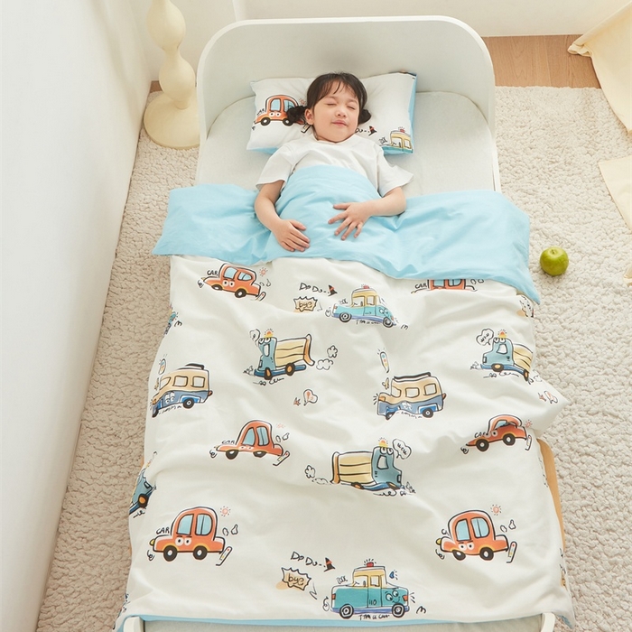 91家纺网 家纺一手货源 找家纺 艾佳宝贝 2025新款A类儿童全棉多功能单被套可拆式夏被四季被子 巴士汽车