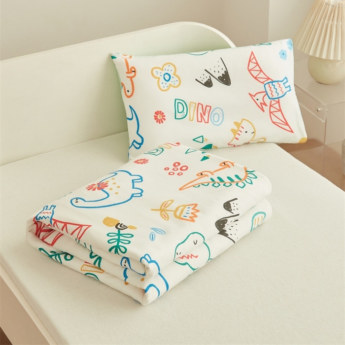 91家纺网 家纺一手货源 找家纺 艾佳宝贝 2025新款A类儿童全棉多功能单被套 好多恐龙