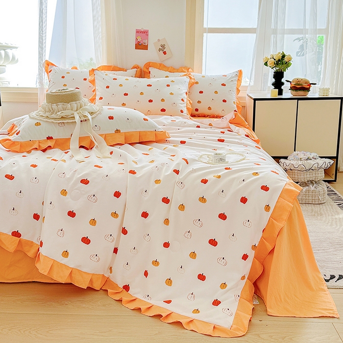 91家纺网 家纺一手货源 找家纺 佳一家纺 2025新款亲肤水洗棉夏被 小南瓜