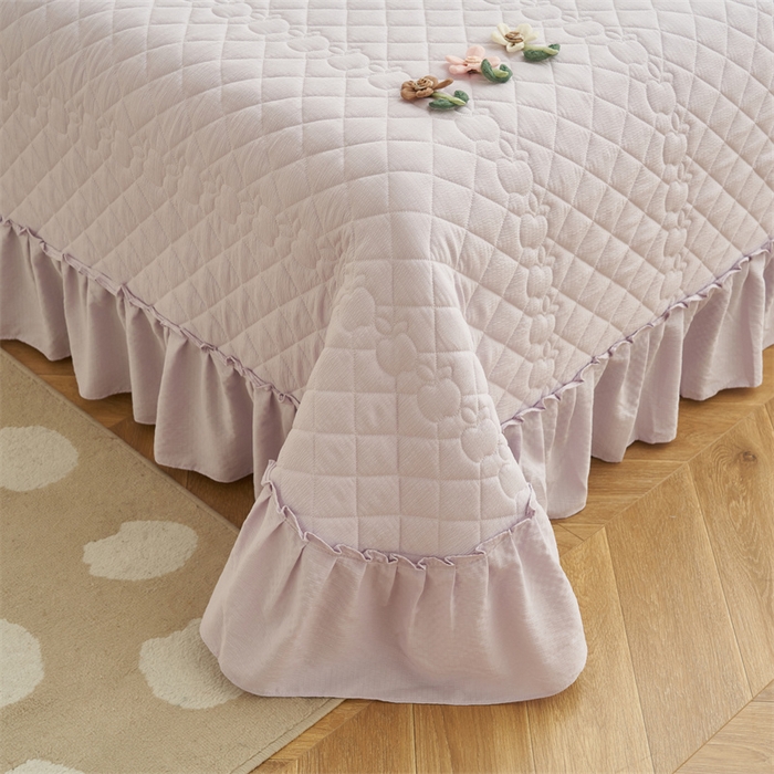 91家纺网 家纺一手货源 找家纺 恒爱家纺 2025新款A类泡泡纱床盖-杜鹃 浪漫紫