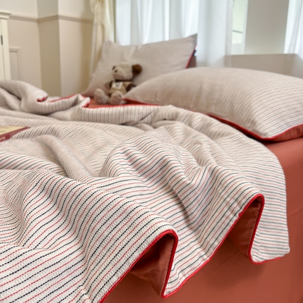 91家纺网 家纺一手货源 找家纺 宜代光年 2025新款全棉提花大豆夏被（森韵） 森韵夏被-暖橘